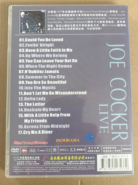 Joe Cocker Live - Across from midnight - DVD - Billede 2